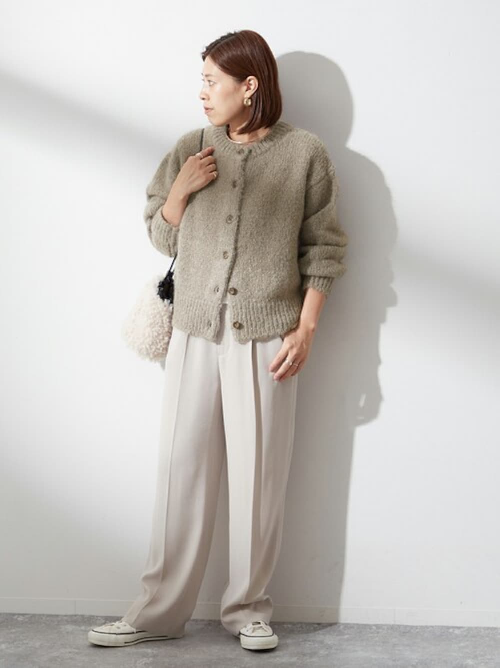 3GモヘヤMIXクルーネックカーディガンを使ったショップスタッフの人気