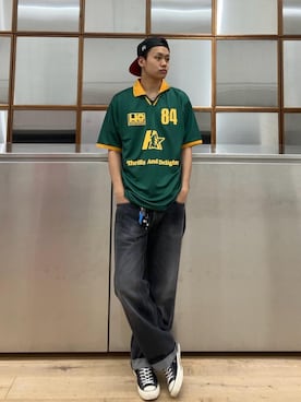 「シャツ 」｜「アイテム（キャップ）」を使った、Linさん（メンズ・177cm）の夏コーディネート