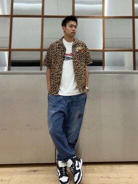 「ワイドパンツ 」｜「アイテム（スウェットパンツ）」を使った、Linさん（メンズ・177cm）の夏コーディネート