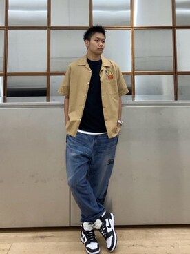 「ワイドパンツ 」｜「アイテム（スウェットパンツ）」を使った、Linさん（メンズ・177cm）の夏コーディネート