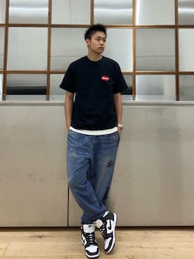 「ワイドパンツ 」｜「アイテム（スウェットパンツ）」を使った、Linさん（メンズ・177cm）の夏コーディネート