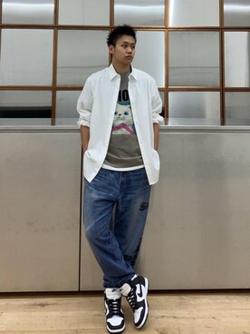 「ワイドパンツ 」｜「アイテム（スウェットパンツ）」を使った、Linさん（メンズ・177cm）の夏コーディネート