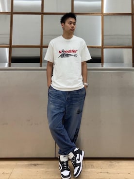 「ワイドパンツ 」｜「アイテム（スウェットパンツ）」を使った、Linさん（メンズ・177cm）の夏コーディネート