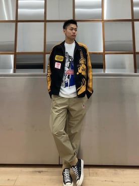 「撥水」｜「アイテム（ブルゾン）」を使った、Linさん（メンズ・177cm）の夏コーディネート