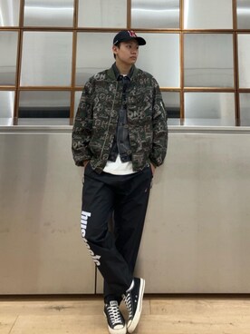 「ワイドパンツ 」｜「アイテム（デニムジャケット）」を使った、Linさん（メンズ・177cm）の秋コーディネート