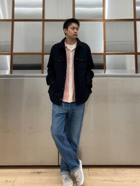 「シャツ 」｜「アイテム（ブルゾン）」を使った、Linさん（メンズ・177cm）の秋コーディネート
