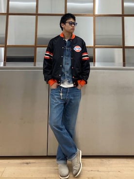 「HYSTERIC GLAMOUR（ヒステリックグラマー）のアイテム（スタジャン）」を使った、Linさん（メンズ・177cm）の秋コーディネート
