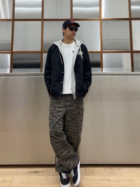 「HYSTERIC GLAMOUR（ヒステリックグラマー）のアイテム（ナイロンジャケット）」を使った、Linさん（メンズ・177cm）の秋コーディネート
