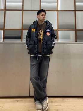 「ワイドパンツ 」｜「アイテム（ブルゾン）」を使った、Linさん（メンズ・177cm）の秋コーディネート