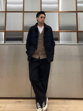 「ワイドパンツ 」｜「アイテム（ブルゾン）」を使った、Linさん（メンズ・177cm）の秋コーディネート