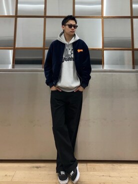 「ワイドパンツ 」｜「アイテム（ブルゾン）」を使った、Linさん（メンズ・177cm）の秋コーディネート