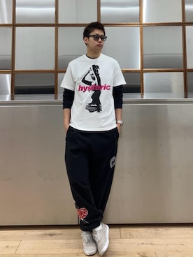 「ワイドパンツ 」｜「アイテム（スウェットパンツ）」を使った、Linさん（メンズ・177cm）の冬コーディネート