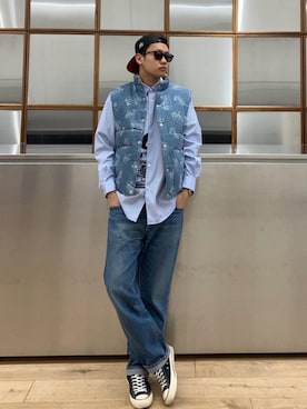 「シャツ 」｜「アイテム（帽子）」を使った、Linさん（メンズ・177cm）の冬コーディネート