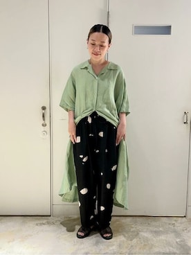 「yuni（ユニ　）のアイテム（シャツワンピース）」を使った、bulle de savonさん（レディース・152cm）の夏コーディネート