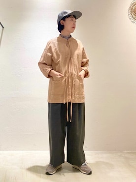 「yuni（ユニ　）のアイテム（ノーカラージャケット）」を使った、bulle de savonさん（レディース・156cm）の秋コーディネート