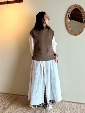 「yuni（ユニ　）のアイテム（シャツワンピース）」を使った、bulle de savonさん（レディース・152cm）の秋コーディネート