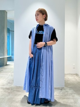 「yuni（ユニ　）のアイテム（シャツワンピース）」を使った、bulle de savonさん（レディース・150cm）の春コーディネート