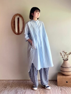 「yuni（ユニ　）のアイテム（シャツワンピース）」を使った、bulle de savonさん（レディース・172cm）の春コーディネート