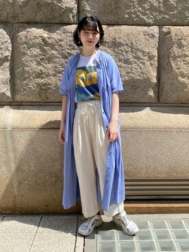 「yuni（ユニ　）のアイテム（シャツワンピース）」を使った、bulle de savonさん（レディース・158cm）の春コーディネート