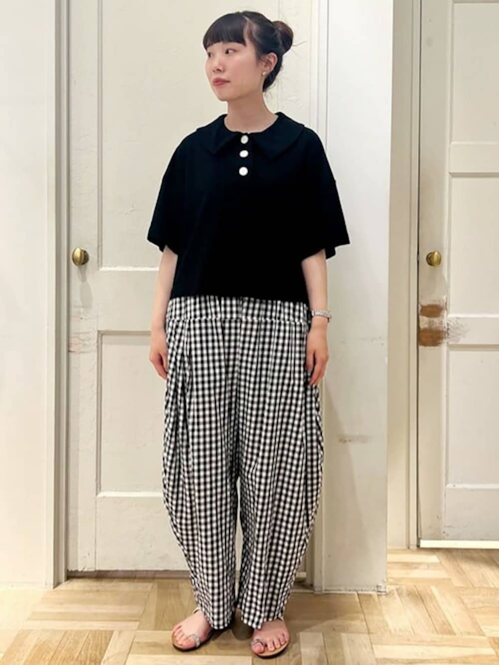 極美品！ビュルデサボン gingham balloon バルーンパンツ フリー 極美品！ビュルデサボン gingham balloon バルーンパンツ フリー