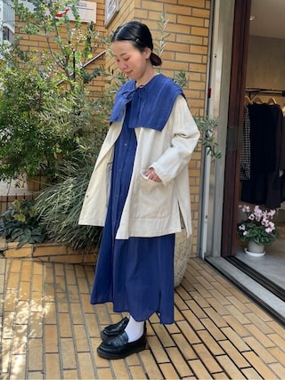 ツイルノーカラーコート コットンリネンmix yuni 極美品 SUPER110blend universe（ナノ NANO | リバーショールミディコート ジャケット・アウター