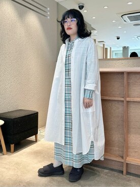 「yuni（ユニ　）のアイテム（シャツワンピース）」を使った、bulle de savonさん（レディース・158cm）の春コーディネート