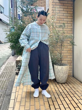 「yuni（ユニ　）のアイテム（シャツワンピース）」を使った、bulle de savonさん（レディース・152cm）の春コーディネート