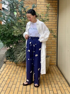 「yuni（ユニ　）のアイテム（シャツワンピース）」を使った、bulle de savonさん（レディース・152cm）の春コーディネート
