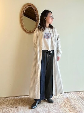 「yuni（ユニ　）のアイテム（シャツワンピース）」を使った、bulle de savonさん（レディース・152cm）の春コーディネート