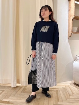 「yuni（ユニ　）のアイテム（シャツワンピース）」を使った、bulle de savonさん（レディース・163cm）の春コーディネート