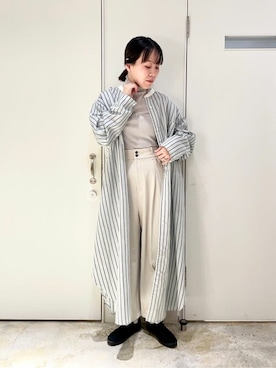 「yuni（ユニ　）のアイテム（シャツワンピース）」を使った、bulle de savonさん（レディース・152cm）の春コーディネート