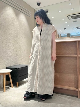 「yuni（ユニ　）のアイテム（シャツワンピース）」を使った、bulle de savonさん（レディース・156cm）の夏コーディネート