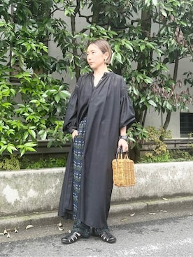 「yuni（ユニ　）のアイテム（シャツワンピース）」を使った、bulle de savonさん（レディース・150cm）の春コーディネート