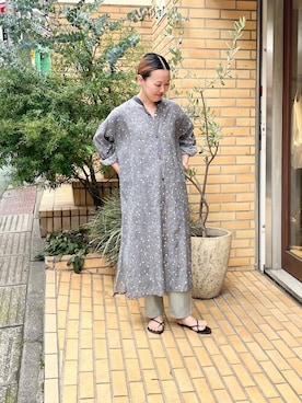 「yuni（ユニ　）のアイテム（シャツワンピース）」を使った、bulle de savonさん（レディース・152cm）の夏コーディネート
