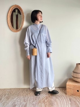 「yuni（ユニ　）のアイテム（シャツワンピース）」を使った、bulle de savonさん（レディース・152cm）の夏コーディネート