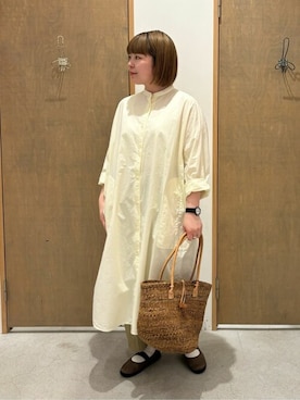 「yuni（ユニ　）のアイテム（シャツワンピース）」を使った、bulle de savonさん（レディース・151cm）の夏コーディネート