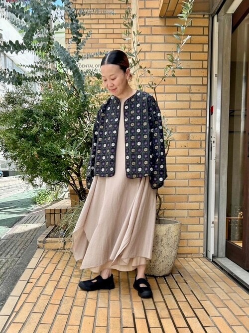 BEADSLEY コットン シルク レイヤード ワンピース AMBIDEX Store △コットン/シルク レイヤードワンピース(F
