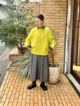 「yuni（ユニ　）のアイテム（シャツワンピース）」を使った、bulle de savonさん（レディース・152cm）の冬コーディネート