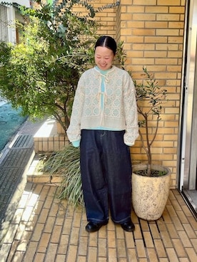 「yuni（ユニ　）のアイテム（デニムパンツ）」を使った、bulle de savonさん（レディース・152cm）の冬コーディネート
