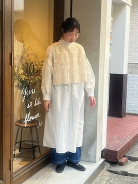 「yuni（ユニ　）のアイテム（シャツワンピース）」を使った、bulle de savonさん（レディース・166cm）の冬コーディネート