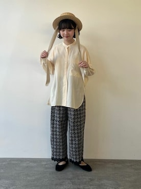 yuni（ユニ ）の「ラミー/チュニック丈 パフスリーブ ブラウス