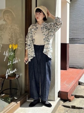 「yuni（ユニ　）のアイテム（デニムパンツ）」を使った、bulle de savonさん（レディース・158cm）の春コーディネート
