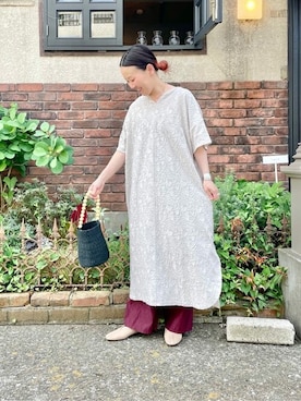 「yuni（ユニ　）の△コットンキュプラ　プロダクトダイ　ワイドペチパンツ（その他パンツ）」を使った、bulle de savonさん（レディース・152cm）の春コーディネート