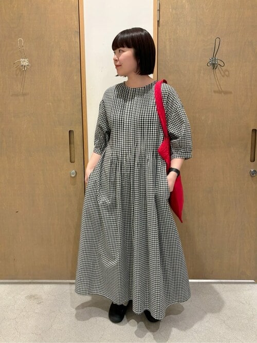 【bulle de savon】 ビュルデサボン コットンチェック柄ワンピース △gingham pin tuck ワンピース（ワンピース）｜bulle de savon