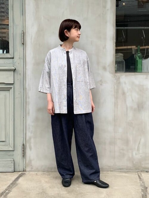 コットンリネンデニム バックゴムパンツ（デニムパンツ）｜yuni