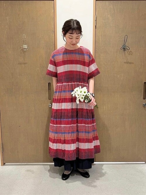 【bulle de savon】 ビュルデサボン コットンチェック柄ワンピース △BIG CHECK ワンピース（ワンピース）｜bulle de savon