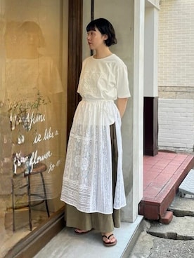 「yuni（ユニ　）のアイテム」を使った、bulle de savonさん（レディース・159cm）の夏コーディネート