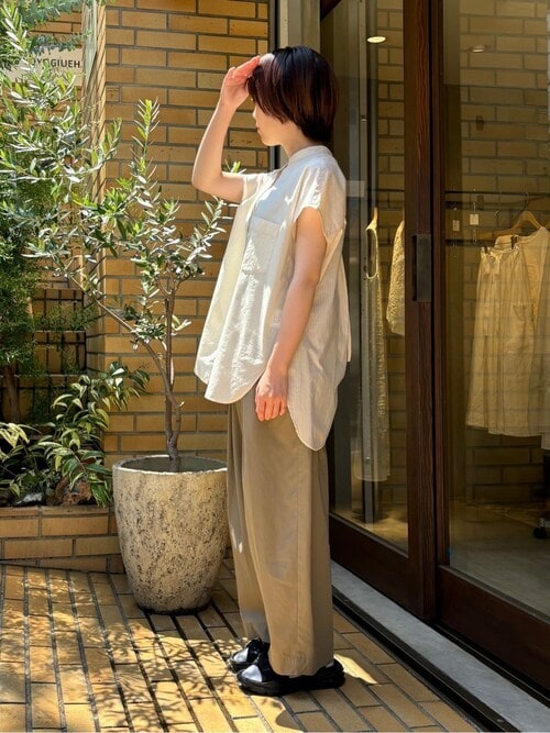 △80/2強撚コットン ギャバゴムタックパンツ（その他パンツ