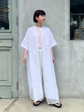 「yuni（ユニ　）のアイテム（シャツワンピース）」を使った、bulle de savonさん（レディース・150cm）の夏コーディネート