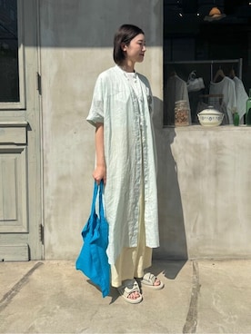 「アイテム（シャツワンピース）」を使った、bulle de savonさん（レディース・169cm）の夏コーディネート